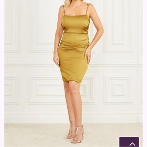Marciano Satin Dress in Cider Gold color